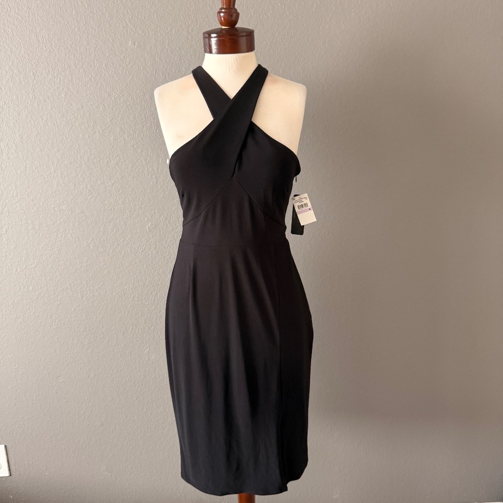 Laundry By Shelli Segal Black Halter Cross Back Dress Sz 6 NWT